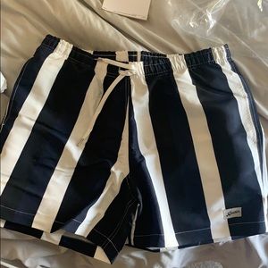 Bather Navy And Black Striped Swim Trunk w/ Liner